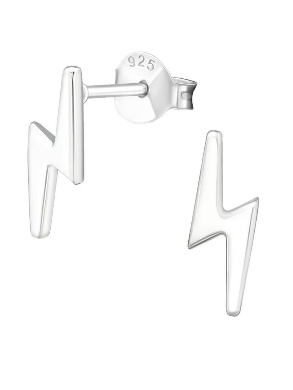 Sterling Silver Minimalist Lightning Bolt Mini Stud Earrings 8mm